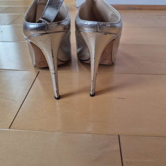 Altuzurra Silver Ankle Strap Heels Sz 40 - Picture 8 of 10